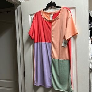 New boutique color block t shirt dress size L